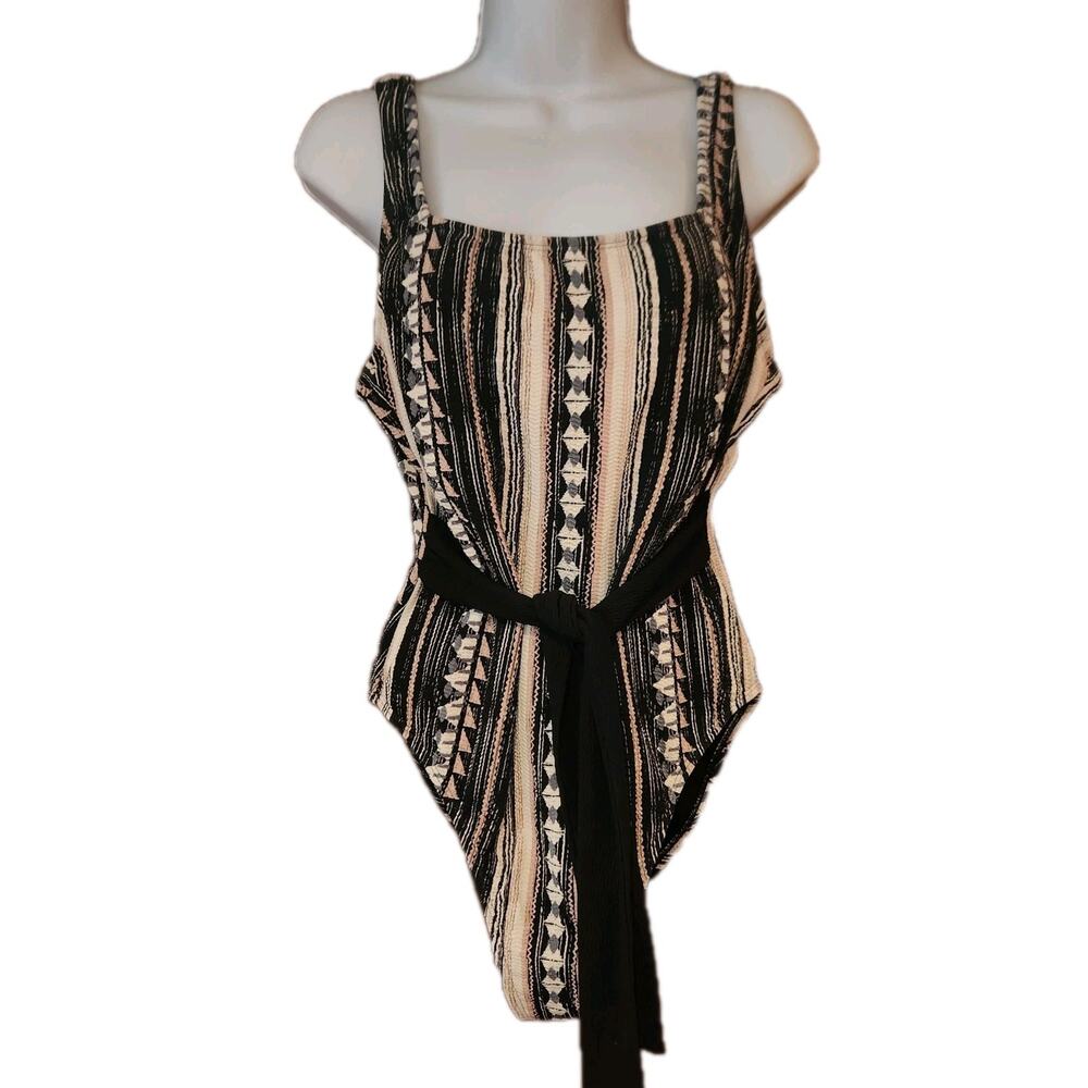 Nwot‎ Mynah One Piece Neutral Multicolored Bathing Suit Sz L